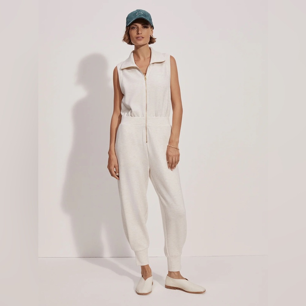 Varley Madelyn Jumpsuit in Ivory Marl - Size S